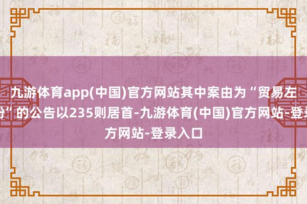九游体育app(中国)官方网站其中案由为“贸易左券纠纷”的公告以235则居首-九游体育(中国)官方网站-登录入口