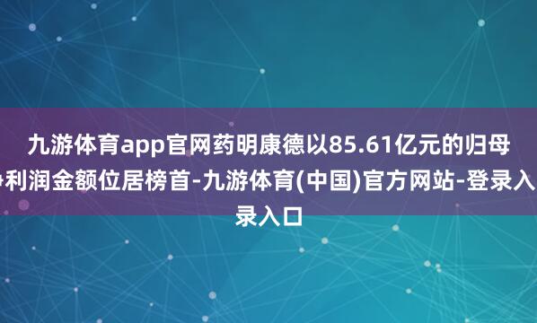 九游体育app官网药明康德以85.61亿元的归母净利润金额位居榜首-九游体育(中国)官方网站-登录入口